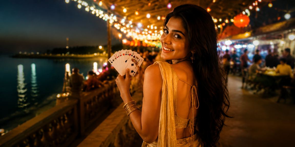 কুমিল্লায় সমুদ্রের পাশে রামি কার্ড গেম খেলছেন একজন ব্যক্তি